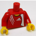 LEGO Vanlig Overkropp med Rød Armer og Gul Hender med Adidas logo Rød No. 11  Klistremerke (973)