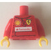 LEGO Vanlig Overkropp med Rød Armer og Gul Hender med Ferrari/Shell/Santander logos Klistremerke (973)