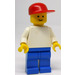 LEGO Vlak Wit Torso, Blauw Poten, Rood Pet Minifiguur