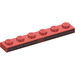 LEGO assiette 1 x 6 avec rouge Audi logo et Dashes sur Noir Background (3666 / 106729)