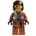 LEGO Poe Dameron met Donkeroranje Jumpsuit, Wit Vest en Straps met Helm Minifiguur