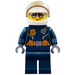 LEGO Polizei Hubschrauber Pilot mit Abzeichen und Orange Gürtel Minifigur