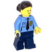 LEGO Police Officer in Blue Uniform with Dark Brown Hair with Bun Minifigure