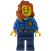 LEGO Polis med Mörk Orange Hår och Röd Lipstick Minifigur