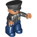 LEGO Police Officer with Helmet and Black Top Duplo Figure