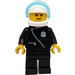 LEGO Polizei mit Schwarz Zipper Jacke und Weiß Helm Minifigur