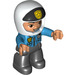 LEGO Policeman mit Dark Azure oben und Weiß Helm mit Schwarz Vorderseite und Gelb Badge Duplo Abbildung