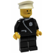 LEGO Politimann med Zipper og Hvit Hatt Minifigur