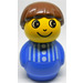 LEGO Primo Boy met Blauw Basis, Blauw Top met Verticaal Wit Strepen en 3 buttons, Brown Haar Primo-figuur