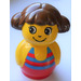 LEGO Primo Figure, Girl met Rood Basis, Geel Top, Swimsuit met Strepen Patroon Primo-figuur