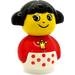 LEGO Primo Figure Girl met Wit Basis met Rood Dots, Rood Top met Kroon Patroon Primo-figuur