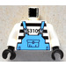 LEGO Prisoner Torso met Zwart Strepen en Medium Blauw Overall met Wit Armen en Zwart Handen (973 / 73403)