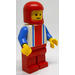 LEGO Race Car Driver with Red, White and Blue Striped Shirt Minifigure