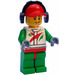 LEGO Race Auto mechanic in Octan suit met Rood Pet, ear defenders minifiguur