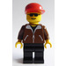 LEGO Railroad Yard Worker con Marrón Coat, Negro Piernas, Gafas de sol, y Rojo Gorra Minifigura