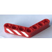 LEGO Red Beam Bent 53 Degrees, 4 and 4 Holes with Red and White Danger Stripes (Model Left) Sticker (32348)