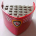 LEGO Red Boat Section Bow 5 x 6 x 3 &amp; 1/3 with Gray Deck with White Stripes, Red &#039;L&#039; Sticker
