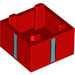 LEGO rot Box 2 x 2 mit Blau Vertikale Ribbons (38366 / 59121)
