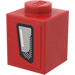 LEGO Red Brick 1 x 1 with Frontlight from red Camaro left side Sticker (3005)