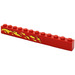 LEGO Rot Stein 1 x 12 mit Gelb Flames (Links Seite) Aufkleber (6112)