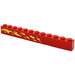 LEGO Red Brick 1 x 12 with Yellow Flames (Left Side) Sticker (6112)