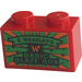 LEGO Red Brick 1 x 2 with &#039;BASIC BLAZE BOX&#039;, &#039;F. WEASLEY&#039;S&#039; Sticker with Bottom Tube (3004)