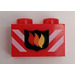 LEGO Red Brick 1 x 2 with Fire Logo with Bottom Tube (3004)