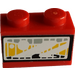 LEGO Red Brick 1 x 2 with Headlight Sticker with Bottom Tube (3004 / 93792)