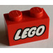 LEGO Rood Steen 1 x 2 met Lego logo met gesloten &#039;O&#039; met buis aan de onderzijde (3004)