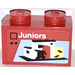 LEGO Red Brick 1 x 2 with Lego Set Package &quot;Juniors&quot; Sticker with Bottom Tube (3004)