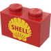 LEGO Red Brick 1 x 2 with Shell logo (older version) with Bottom Tube (3004)