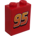 LEGO Red Brick 1 x 2 x 2 with 95 Sticker with Inside Axle Holder (3245)