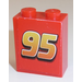 LEGO Red Brick 1 x 2 x 2 with &#039;95&#039; Sticker with Inside Stud Holder (3245)
