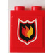 LEGO rouge Brique 1 x 2 x 2 avec Feu logo Autocollant avec support d&#039;essieu intérieur (3245)