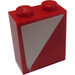 LEGO Red Brick 1 x 2 x 2 with White Triangle (Left) Sticker with Inside Axle Holder (3245)