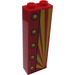 LEGO Red Brick 1 x 2 x 5 with Lights and Yellow/Red Angled Stripes (Right Side) Sticker with Stud Holder (2454)