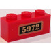 LEGO Rood Steen 1 x 3 met &quot;5972&quot; Sticker (3622)