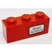LEGO rouge Brique 1 x 3 avec &#039;Basel&#039;, &#039;Hamburg&#039; (Droite) Autocollant (3622)