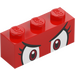 LEGO Red Brick 1 x 3 with Pom Pom Angry Face (3622 / 101872)