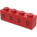 LEGO Rød Kloss 1 x 4 med 4 Ovals (3010)