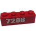 LEGO Red Brick 1 x 4 with &quot;7208&quot; Left Sticker (3010)