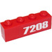 LEGO rouge Brique 1 x 4 avec &quot;7208&quot; Droite Autocollant (3010)