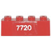 LEGO Červená Kostka 1 x 4 s &quot;7720&quot; Samolepka (3010)