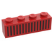 LEGO Red Brick 1 x 4 with Black 15 Bars Grille (3010)