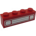 LEGO Rot Stein 1 x 4 mit Chrome Silber Auto Gitter und Headlights (Geprägt) (3010)