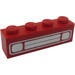 LEGO rot Backstein 1 x 4 mit Chrome Silber Auto Gitter und Headlights (Geprägt) (3010)