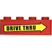 LEGO Red Brick 1 x 4 with &#039;DRIVE THRU&#039; on Yellow Arrow Sticker (3010)