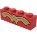 LEGO Red Brick 1 x 4 with Gold Wonder Woman Logo (3010)