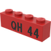 LEGO Red Brick 1 x 4 with &quot;QH 44&quot; (3010)