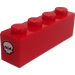 LEGO Red Brick 1 x 4 with Skull (Both Ends) Sticker (3010)